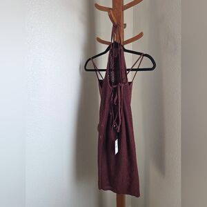 Express Womens Swim One Piece in Burgundy And Coverup